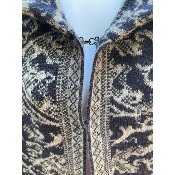 A. Ida Made In Italy Wool Blend Navy & Gray Patterned Knit Cardigan Sweater Jack - Picture 2 of 9